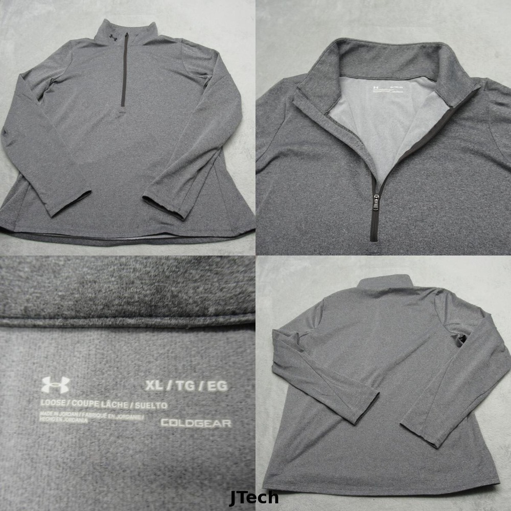 Under Armour Shirt Women XL Gray Tech ColdGear Long Sleeve 1/2 Zip Pullover